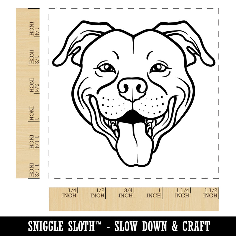 Happy Pit Bull Face Self-Inking Rubber Stamp Ink Stamper
