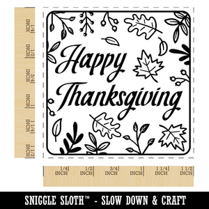 Happy Thanksgiving Fall Leaves Self-Inking Rubber Stamp Ink Stamper