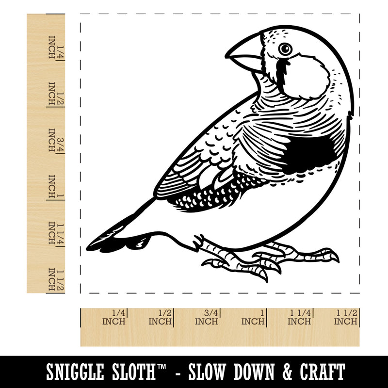 Happy Zebra Finch Bird Self-Inking Rubber Stamp Ink Stamper