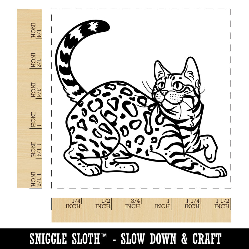 Loveable Bengal Cat Self-Inking Rubber Stamp Ink Stamper