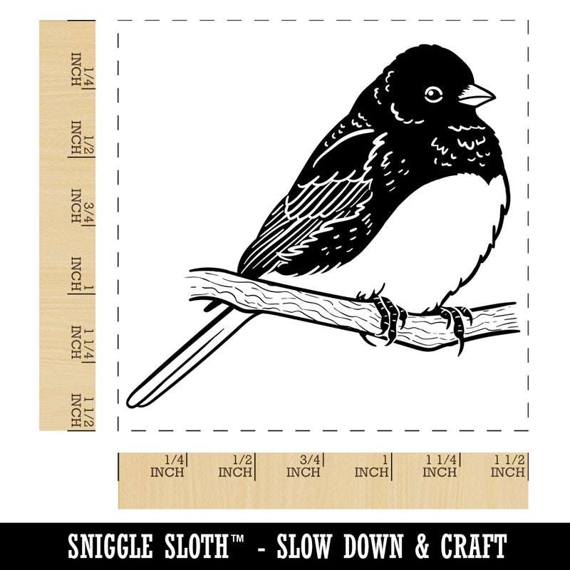 Perched Dark-Eyed Junco Bird Self-Inking Rubber Stamp Ink Stamper