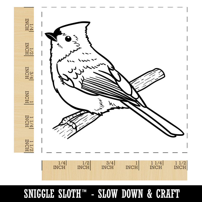 Perky Tufted Titmouse Bird Self-Inking Rubber Stamp Ink Stamper