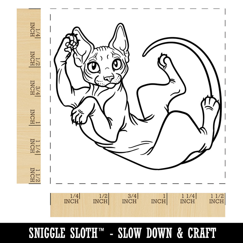 Playful Sphynx Hairless Cat Self-Inking Rubber Stamp Ink Stamper