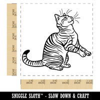 Playful Tabby Cat Domestic Shorthair Self-Inking Rubber Stamp Ink Stamper