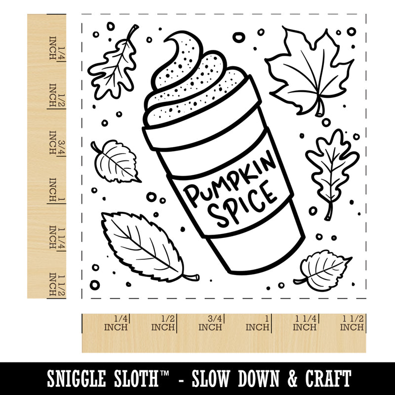 Pumpkin Spice Latte Coffee Autumn Leaves Self-Inking Rubber Stamp Ink Stamper