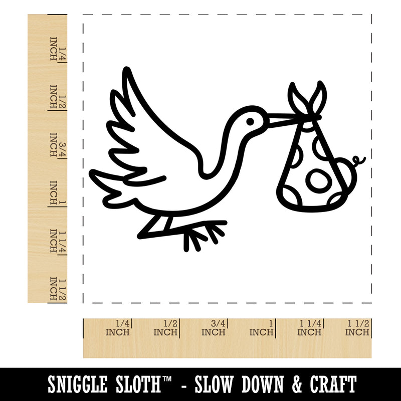 Stork Carrying a Baby Shower Pregnancy Self-Inking Rubber Stamp Ink Stamper