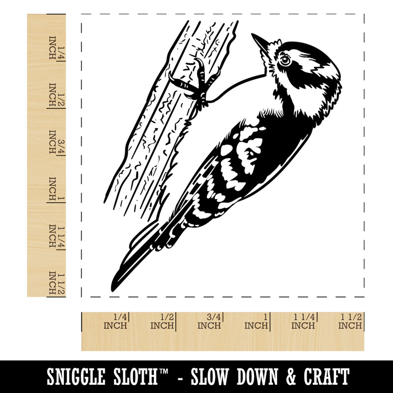 Sweet Downy Woodpecker Bird Self-Inking Rubber Stamp Ink Stamper