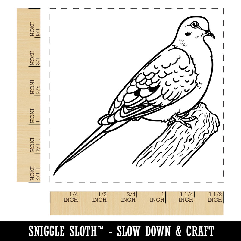 Watchful Mourning Dove Bird Self-Inking Rubber Stamp Ink Stamper