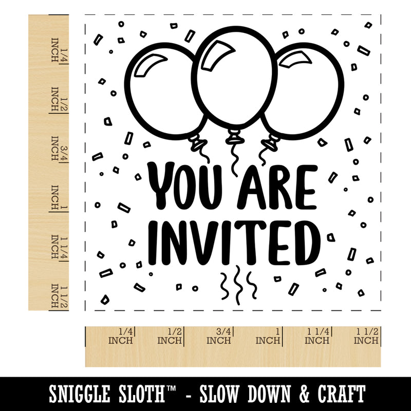 You Are Invited Birthday Balloons Self-Inking Rubber Stamp Ink Stamper