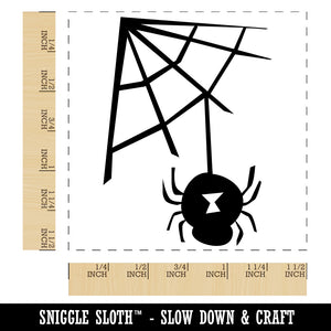 Black Widow Spider and Web Halloween Doodle Self-Inking Rubber Stamp Ink Stamper