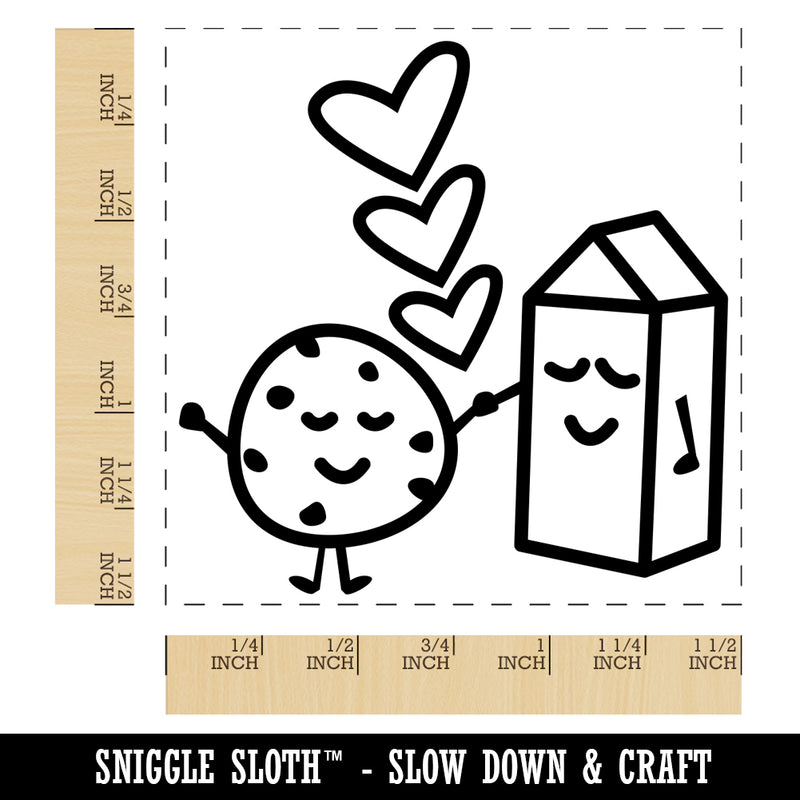 Cookies and Milk Best Friends Hearts Love BFF Self-Inking Rubber Stamp Ink Stamper