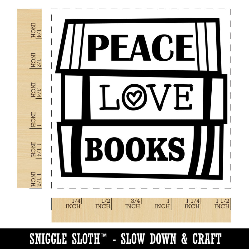 Peace Love Books Reading Stacked Self-Inking Rubber Stamp Ink Stamper