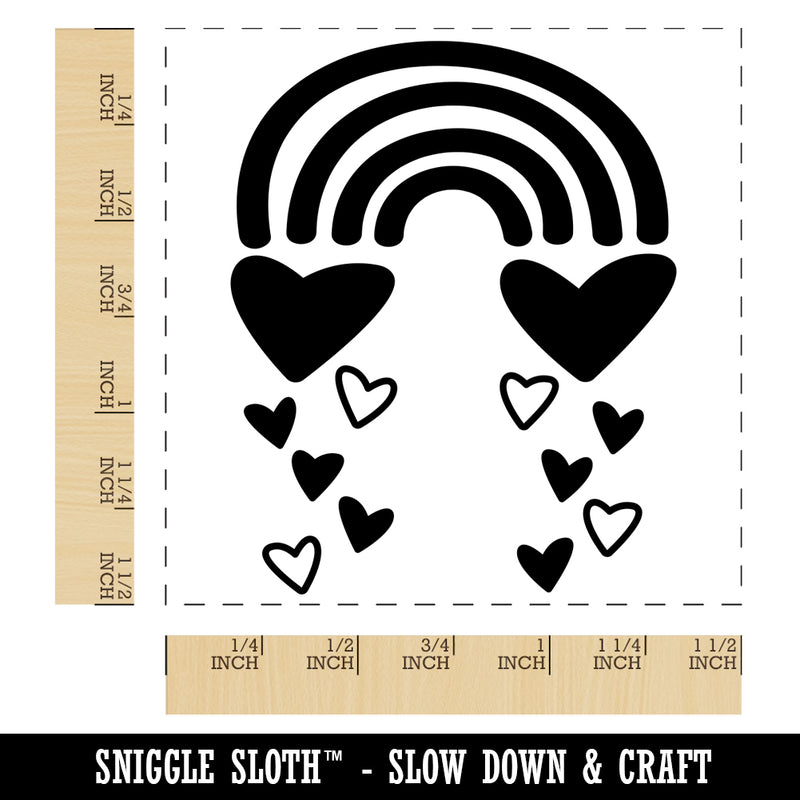 Shower of Love Hearts and Rainbows Self-Inking Rubber Stamp Ink Stamper