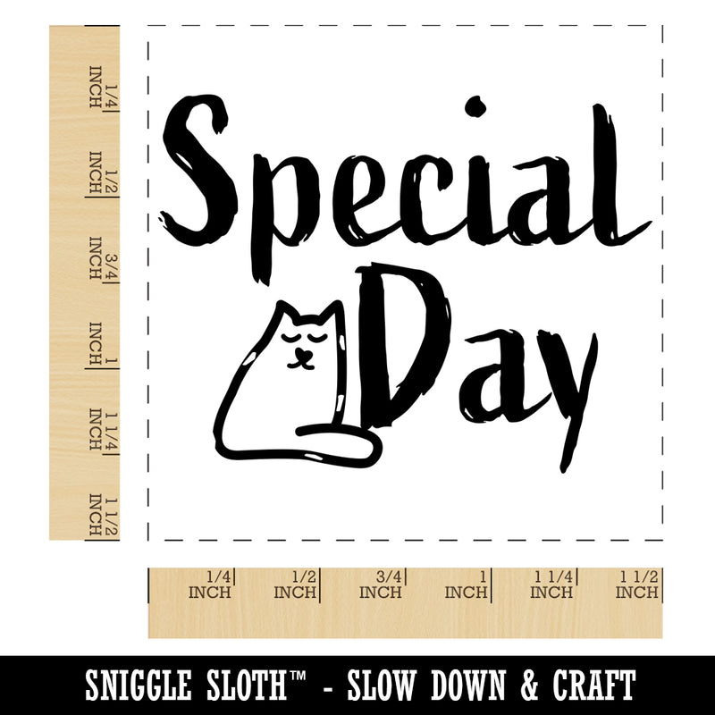 Special Day Cat Sketchy Fun Text Self-Inking Rubber Stamp Ink Stamper