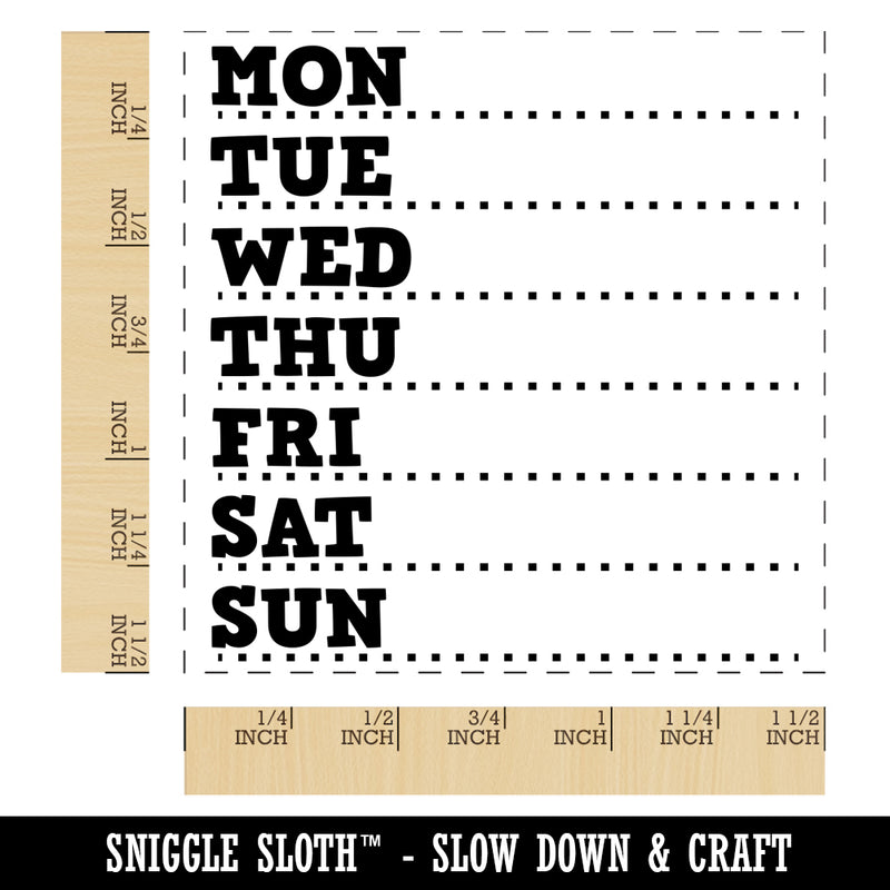 Weekly Days of the Week List Self-Inking Rubber Stamp Ink Stamper