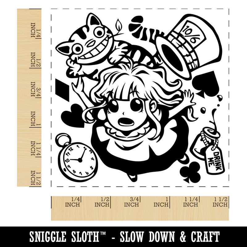 Alice's Adventures in Wonderland Self-Inking Rubber Stamp Ink Stamper