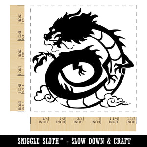 Asian Dragon Floating in Clouds Self-Inking Rubber Stamp Ink Stamper