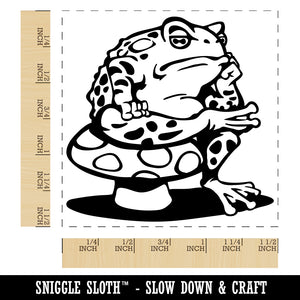 Bored Toad Frog on Toadstool Mushroom Self-Inking Rubber Stamp Ink Stamper