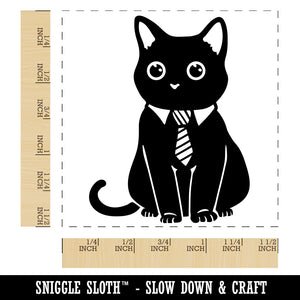 Business Cat with Tie Self-Inking Rubber Stamp Ink Stamper
