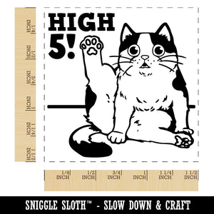 Cat Stretching Leg High Five Self-Inking Rubber Stamp Ink Stamper