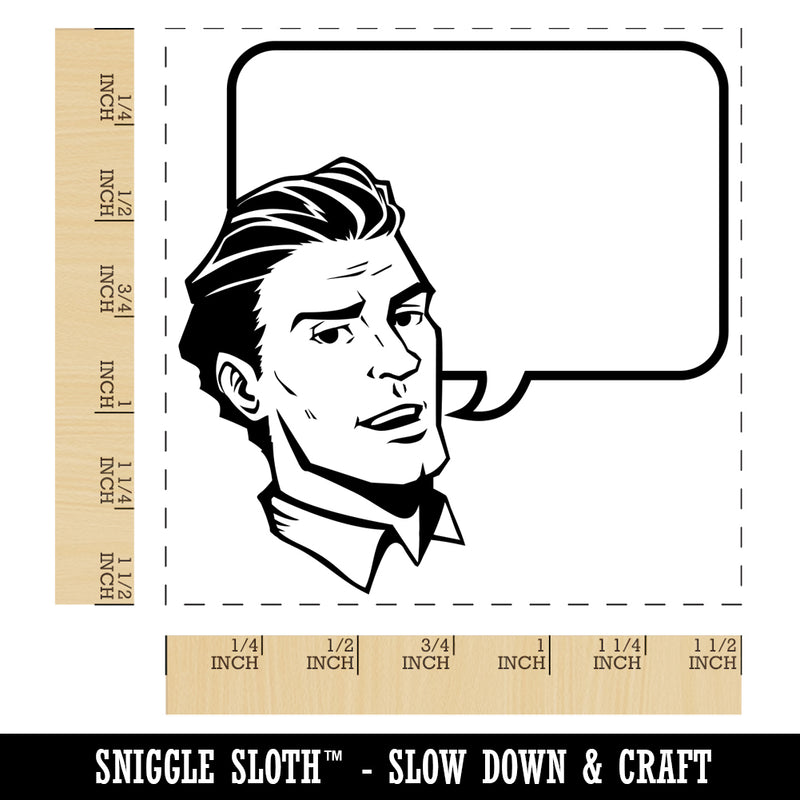 Comic Man with Empty Callout Text Speech Bubble Self-Inking Rubber Stamp Ink Stamper