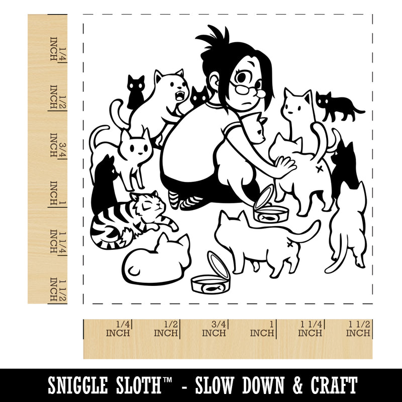 Crazy Cat Lady Surrounded Self-Inking Rubber Stamp Ink Stamper