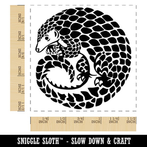 Curled Cute Pangolin Self-Inking Rubber Stamp Ink Stamper