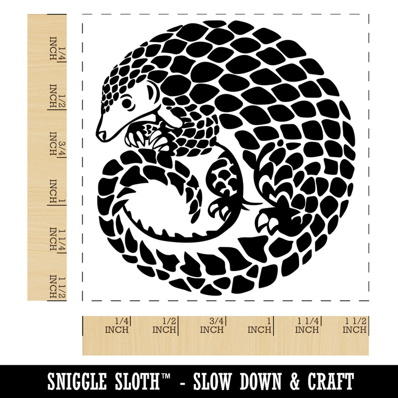 Curled Cute Pangolin Self-Inking Rubber Stamp Ink Stamper