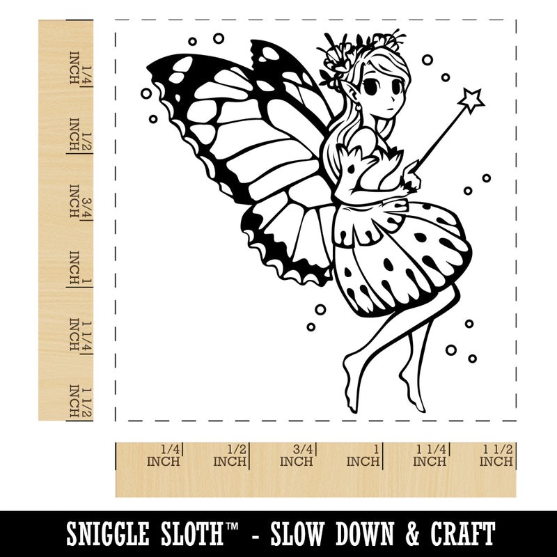 Cute Butterfly Pixie Fairy Girl Self-Inking Rubber Stamp Ink Stamper