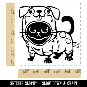 Cute Grouchy Cat in Dog Costume Halloween Self-Inking Rubber Stamp Ink Stamper