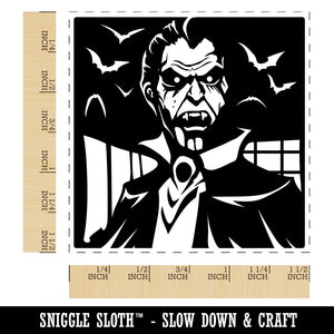 Dracula Vampire with Bats Halloween Self-Inking Rubber Stamp Ink Stamper