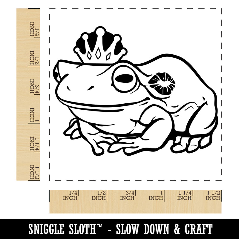 Fairy Tale Frog Prince with Crown and Kiss Self-Inking Rubber Stamp Ink Stamper