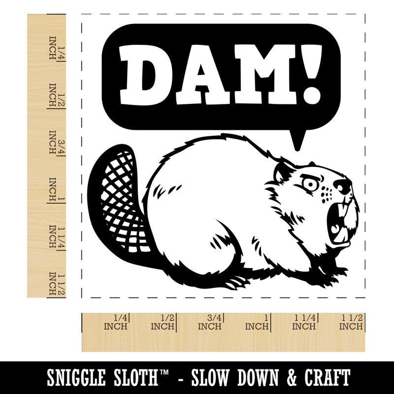 Grumpy Beaver Yelling Dam Self-Inking Rubber Stamp Ink Stamper