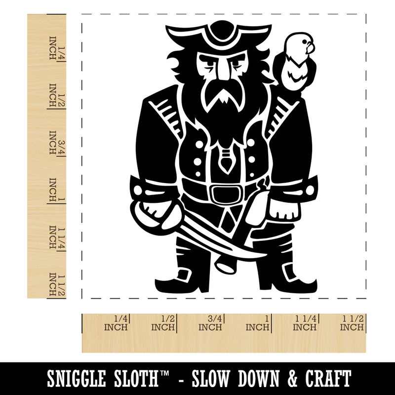 Grumpy Pirate with Weapons and Parrot Self-Inking Rubber Stamp Ink Stamper