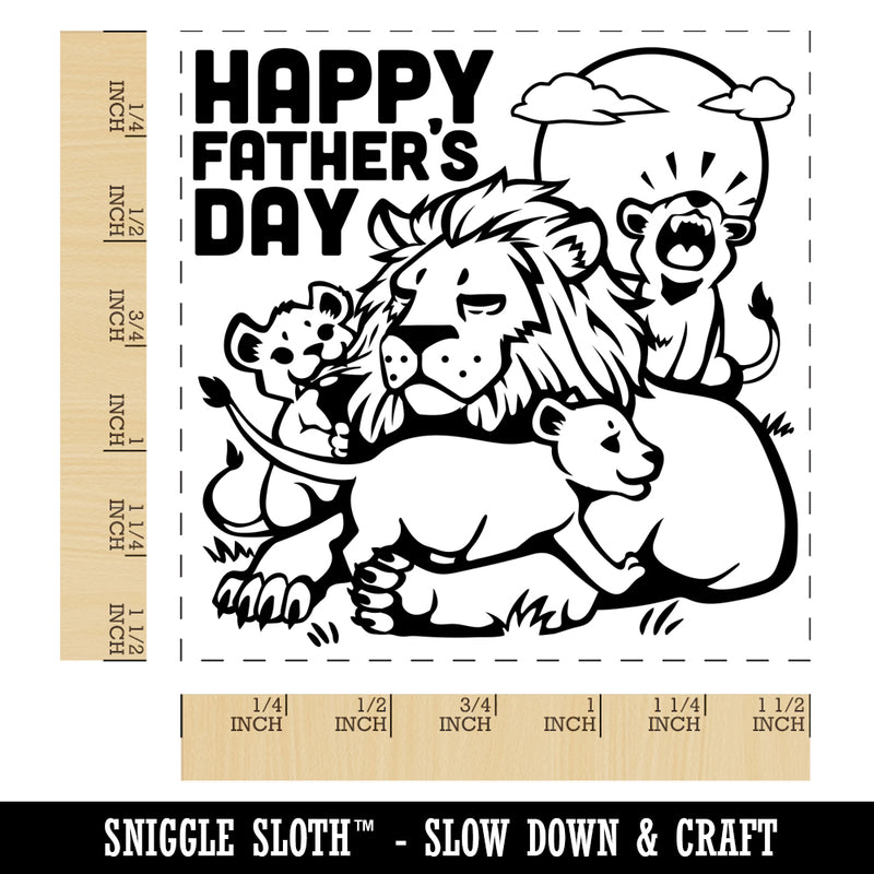 Happy Father's Day Dad with Lion and Cubs Self-Inking Rubber Stamp Ink Stamper