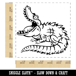 Hungry Crocodile Alligator Self-Inking Rubber Stamp Ink Stamper