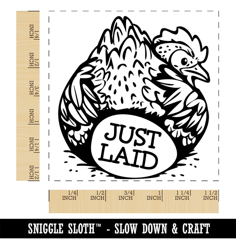 Just Laid Chicken Butt with Hen and Egg Self-Inking Rubber Stamp Ink Stamper