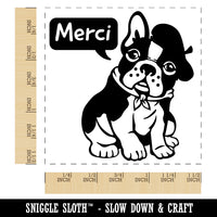 Merci Thank You French Bulldog With Beret and Bandana Self-Inking Rubber Stamp Ink Stamper