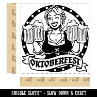 Oktoberfest German Maiden with Steins of Beer Self-Inking Rubber Stamp Ink Stamper