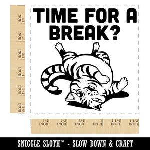 Playful Cat Time for a Break Nap Self-Inking Rubber Stamp Ink Stamper