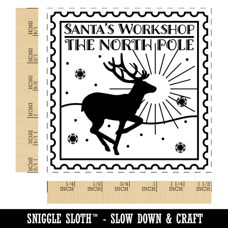 Santa's Workshop North Pole Destination Christmas Self-Inking Rubber Stamp Ink Stamper