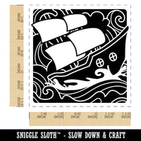 Ship Sailing on Turbulent Waves Self-Inking Rubber Stamp Ink Stamper