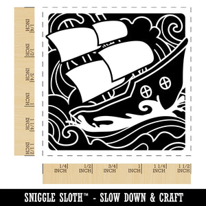 Ship Sailing on Turbulent Waves Self-Inking Rubber Stamp Ink Stamper