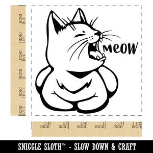 Sleepy Kitty Yawning Meow Self-Inking Rubber Stamp Ink Stamper