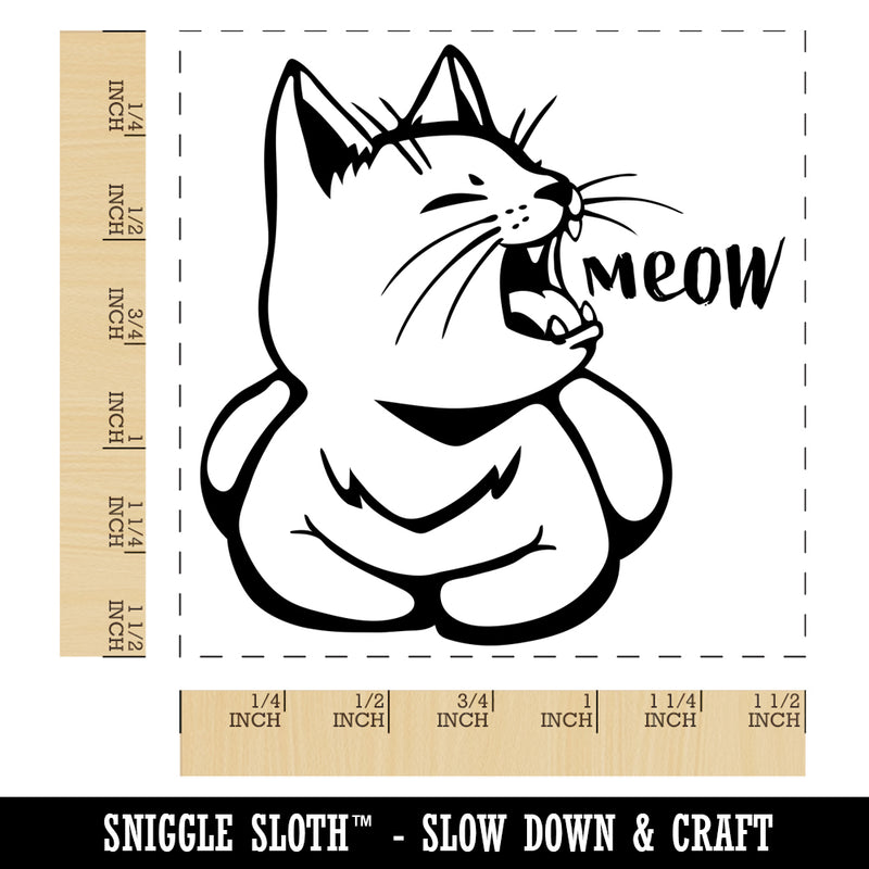 Sleepy Kitty Yawning Meow Self-Inking Rubber Stamp Ink Stamper