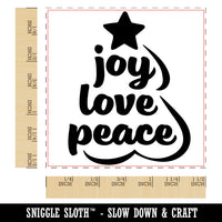 Joy Love Peace Christmas Tree Self-Inking Rubber Stamp Ink Stamper