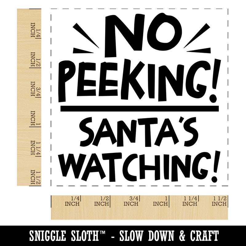 No Peeking Santa's Watching Christmas Self-Inking Rubber Stamp Ink Stamper