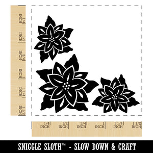 Poinsettia Corner Self-Inking Rubber Stamp Ink Stamper