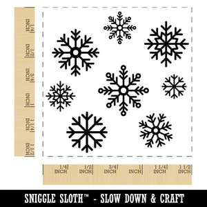 Scattered Snowflakes Winter Self-Inking Rubber Stamp Ink Stamper