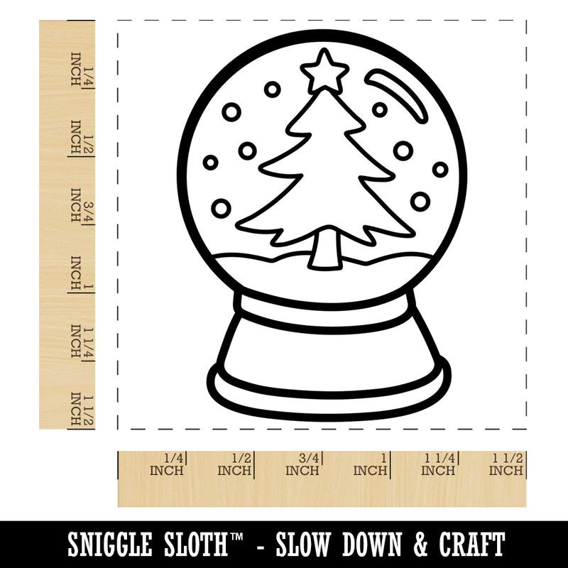 Snow Globe with Christmas Tree Scene Self-Inking Rubber Stamp Ink Stamper